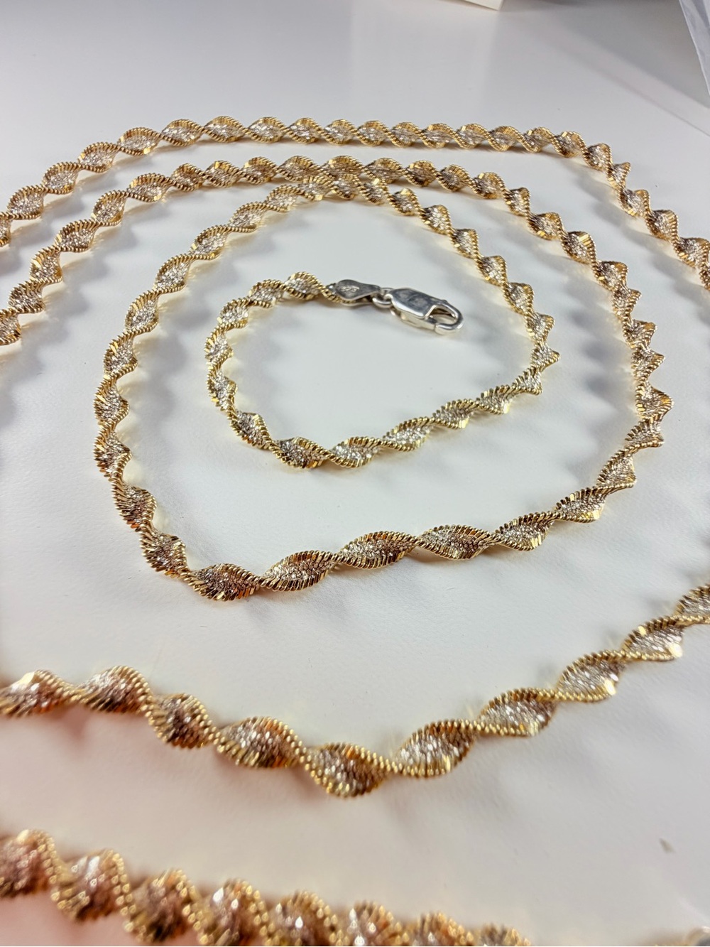 Gold Twisted Rope Necklace and Bracelet Set - Elegant Women's Jewelry